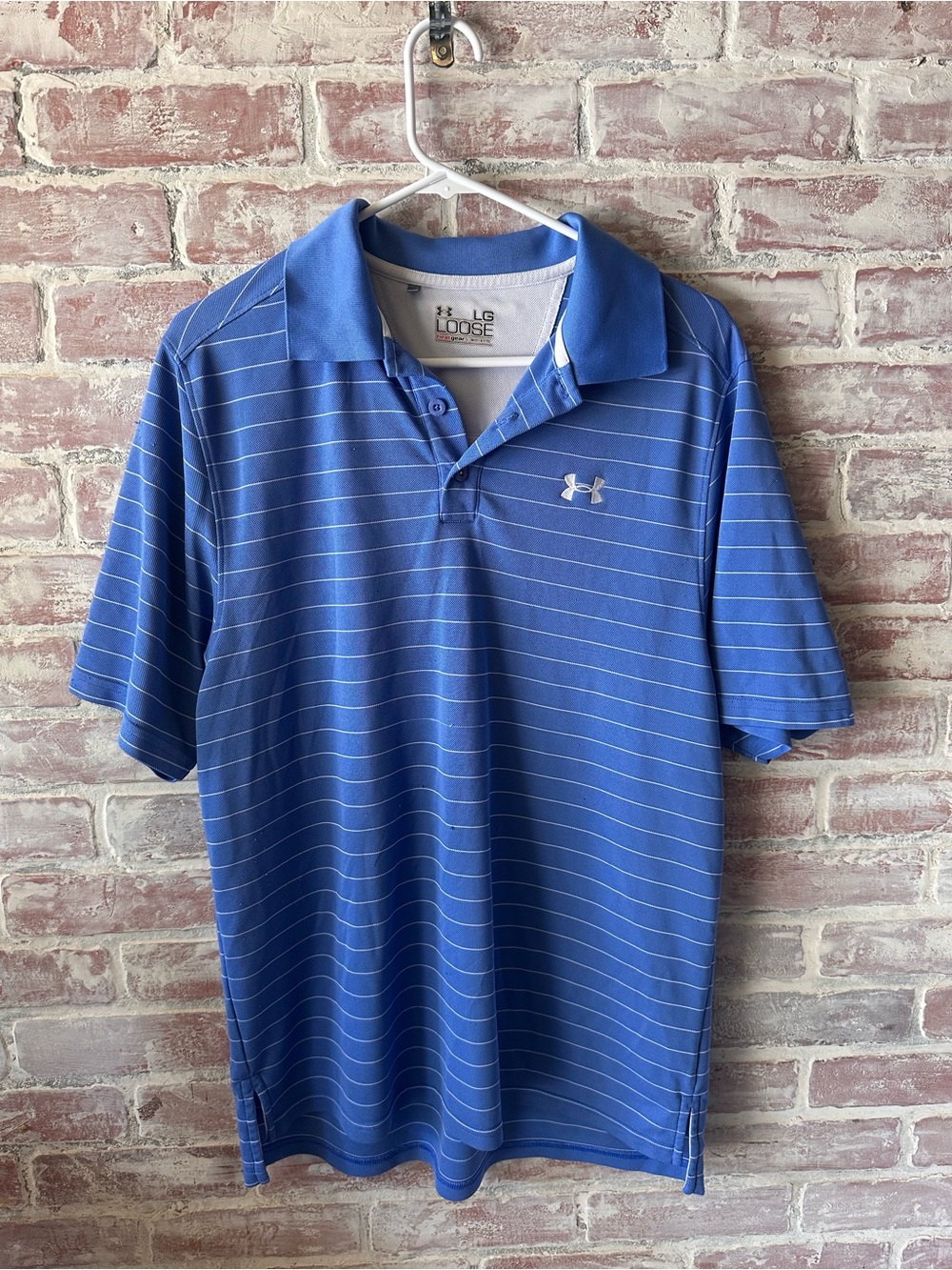 Under Armour Blue with White Stripes Polo
